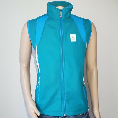 Vancouver 2010 Olympics Vest - Med - Light Blue Waterproof Fleece Lined Spellout