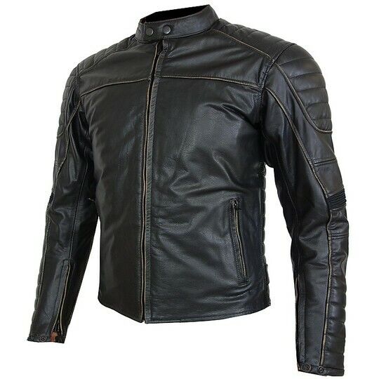 Moto Giacca in Pelle da Uomo Stechmoto ST1785 Cafe Race Custom e Vintage