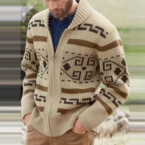 Mens Sweater Big Lebowski Cardigan Zip Up Knit Jeffery Adult Movie Costume New - Picture 7 of 12