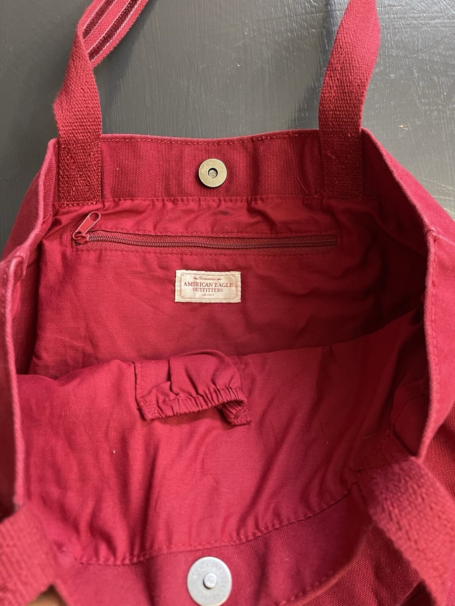 American Eagle Cotton Canvas Red Tote Bags Embroidered Eagle