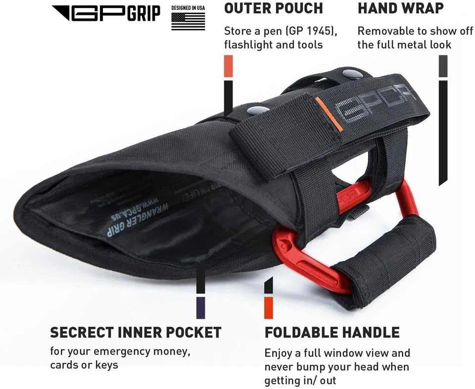 Mango de agarre GP Grip PRO Wrangler x 4 ROJO (2 barras antivuelco + 2 reposacabezas) JL JT 4xe JK Foto 2 de 4