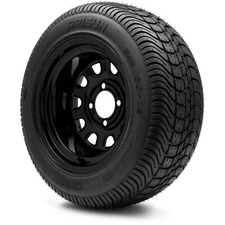 MODZ 12" D-Window Glossy Black Golf Cart Wheels and Tires (215-50-12) Set of 4