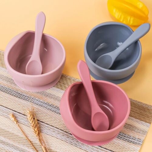 2Pcs Silicone Sucker Bowl To Young Learning Eat For Infant And Young