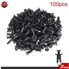 100x 8mm Dia Hole Plastic Rivets Fastener Push Pin Rivets For Auto Fender Bumper