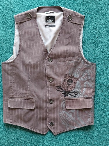 Brown/Gray Pinstriped Casual Vest 