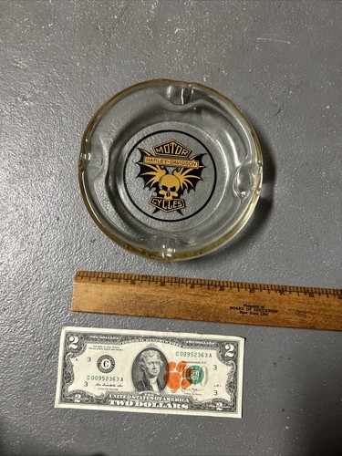Vintage Harley Davidson Motorcycles Glass Ashtray 6" - Picture 3 of 7
