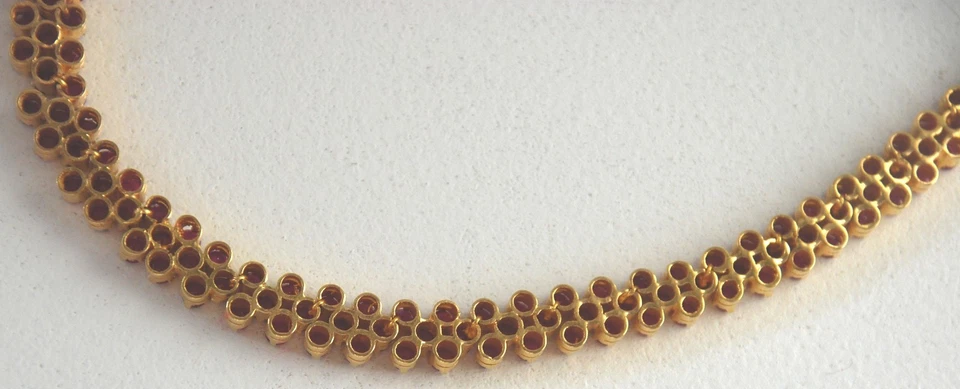 22K 916 GOLD RUBY Necklace Yellow Solid PRONG adjustable Choker gyuh - Image 4 of 4