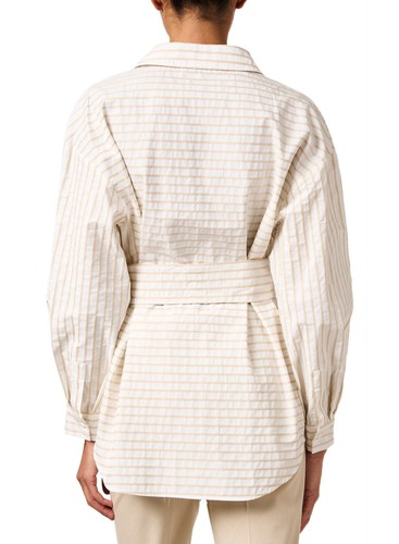 Camicia poplin donna Fabiana Filippi cintura a righe US 6 pergamena bianca IT 42 - Foto 2 di 4
