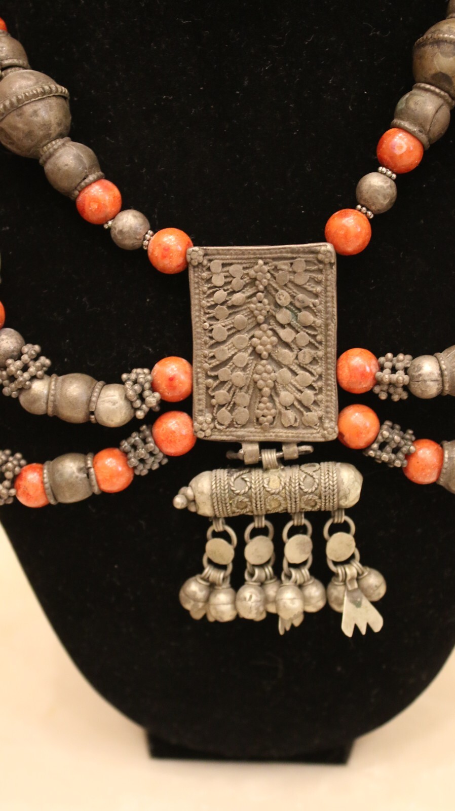 Antique museum  Yemenite Tibetan silver Necklace … - image 5