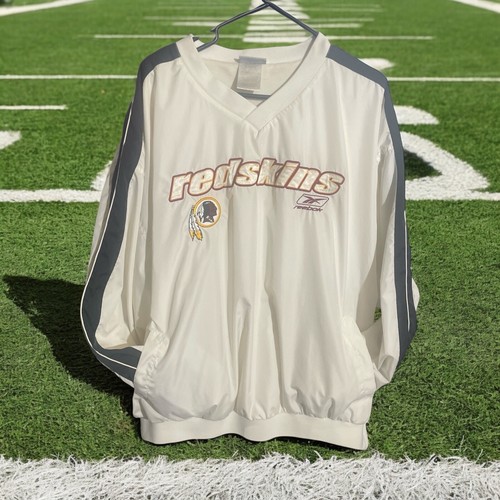 NFL Washington Redskins Jacke weiß Herren XL Reebok Pullover V-Neck Windbreaker