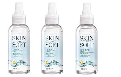 Avon Skin So Soft Original Trockenöl Körperspray mit Jojoba 150 ml, 3er Pack