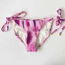 PQ Pilyq Spell Full Bikini Bottoms Tie Sides Medium Ribbed Purple Pink