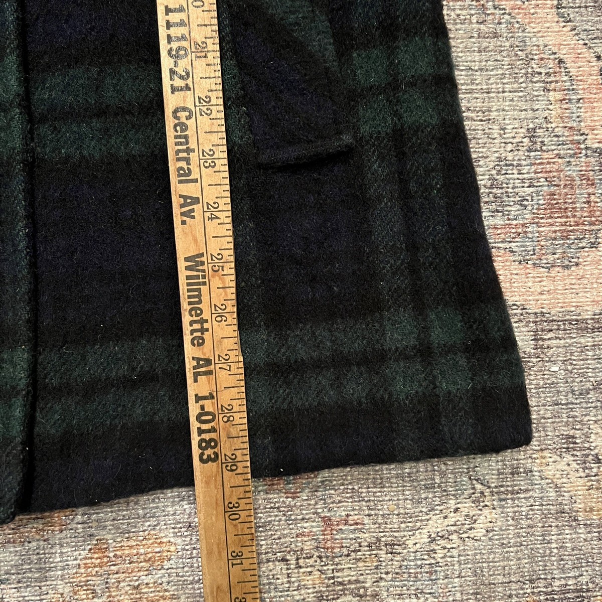 Vintage 80s Wool Black Watch Tartan Plaid Coat Jacket Green