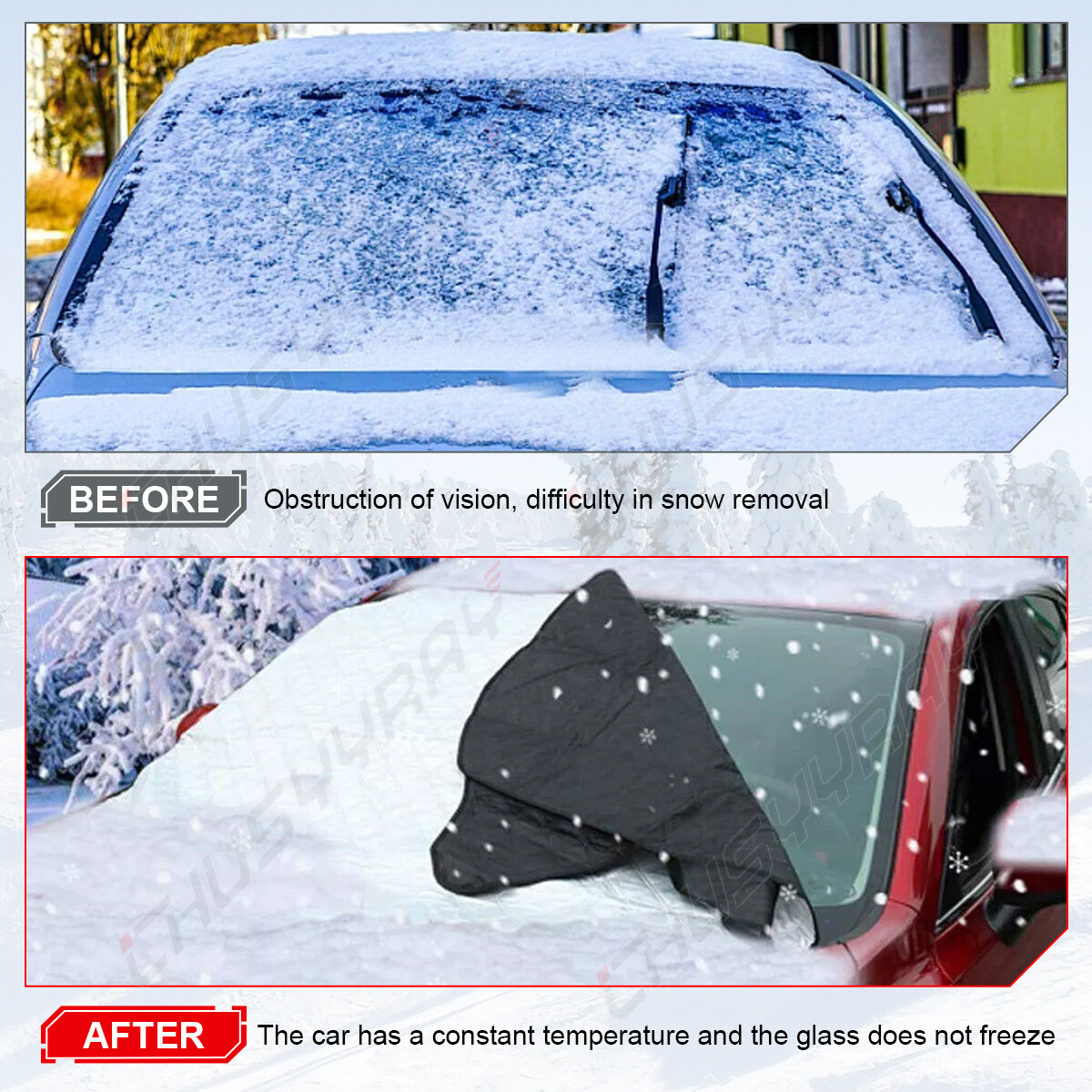 For GMC Windshield Snow Cover Frost Guard Ice Protector with Side Mirror Cover