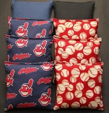 Vintage Cleveland Indians CORNHOLE BEAN BAGS Baggo Toss Game MLB 8 Handmade Bags