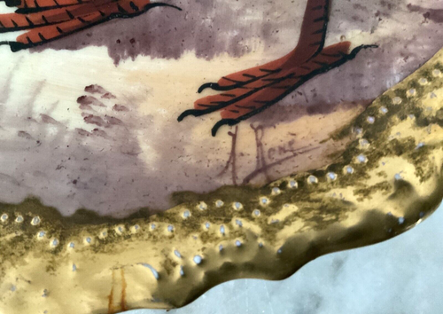 De Colección Limoges Francia Juego Pájaro - Faisán Plato Decorativo con Oro - Firmado - Imagen 6 de 8