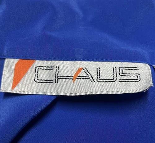 Vtg 1980s Chaus Blue Silky Poly Tie Neck Career Business Blouse Ladies Size 10 - Picture 2 of 13