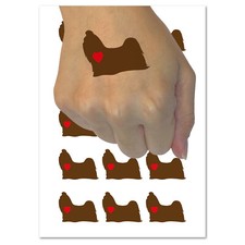 Shih Tzu Dog with Heart Temporary Tattoo Water Resistant Fake Body Art Set