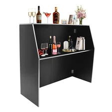 Black and White Modern Free Standing Bar Cabinet Portable Foldable Event Bar
