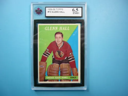 1958/59 TOPPS NHL HOCKEY CARD #13 GLENN HALL KSA 6.5 EX/NM+ NICE!! 58/59 TOPPS
