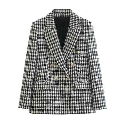 Women Fashion Double Breasted Blazer Coat Vintage Long