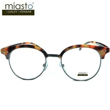 NWT$39.99 MIASTO PREPPY "BROWLINE" ROUND UNISEX READING EYEGLASSES+1.25 TORTOISE
