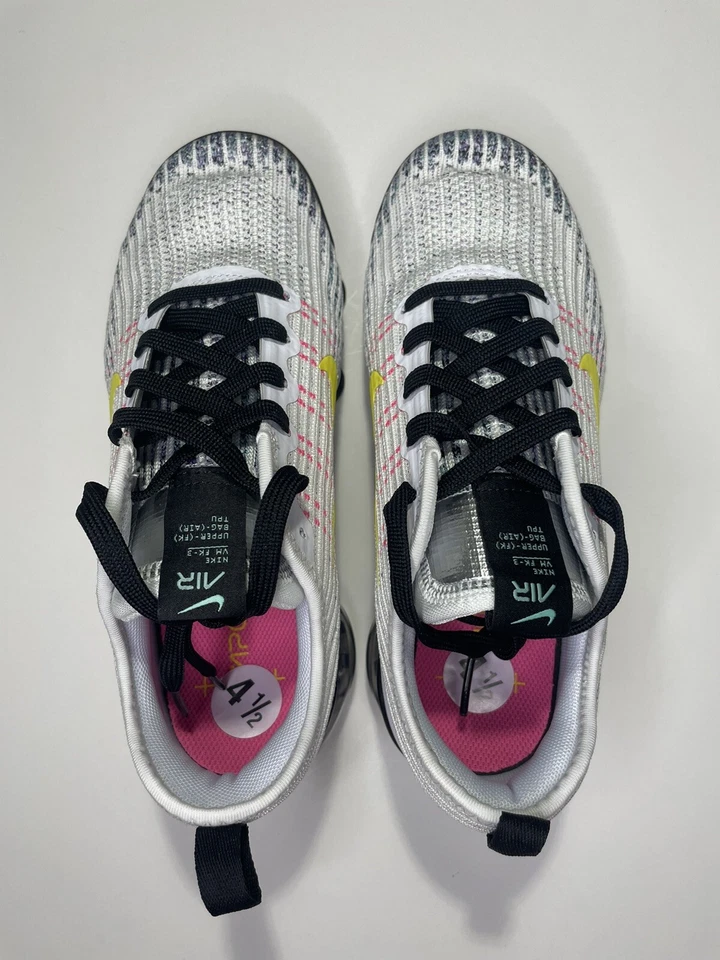 Nike Air VaporMax Flyknit 3 (GS) “White Dynamic Yellow” BQ5238-102 Juvenil Talla 4.5Y Foto 4 de 4