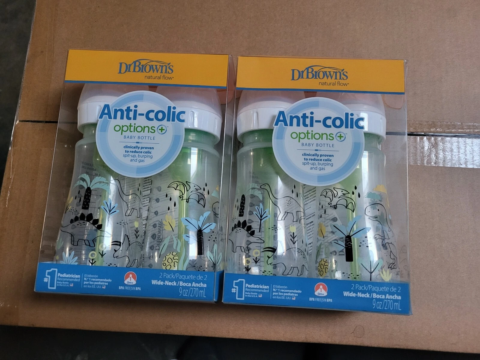 Dr. Brown's Anti-Colic Options Wide Neck Baby Bottle 2-Packs 9 oz 4 bottles