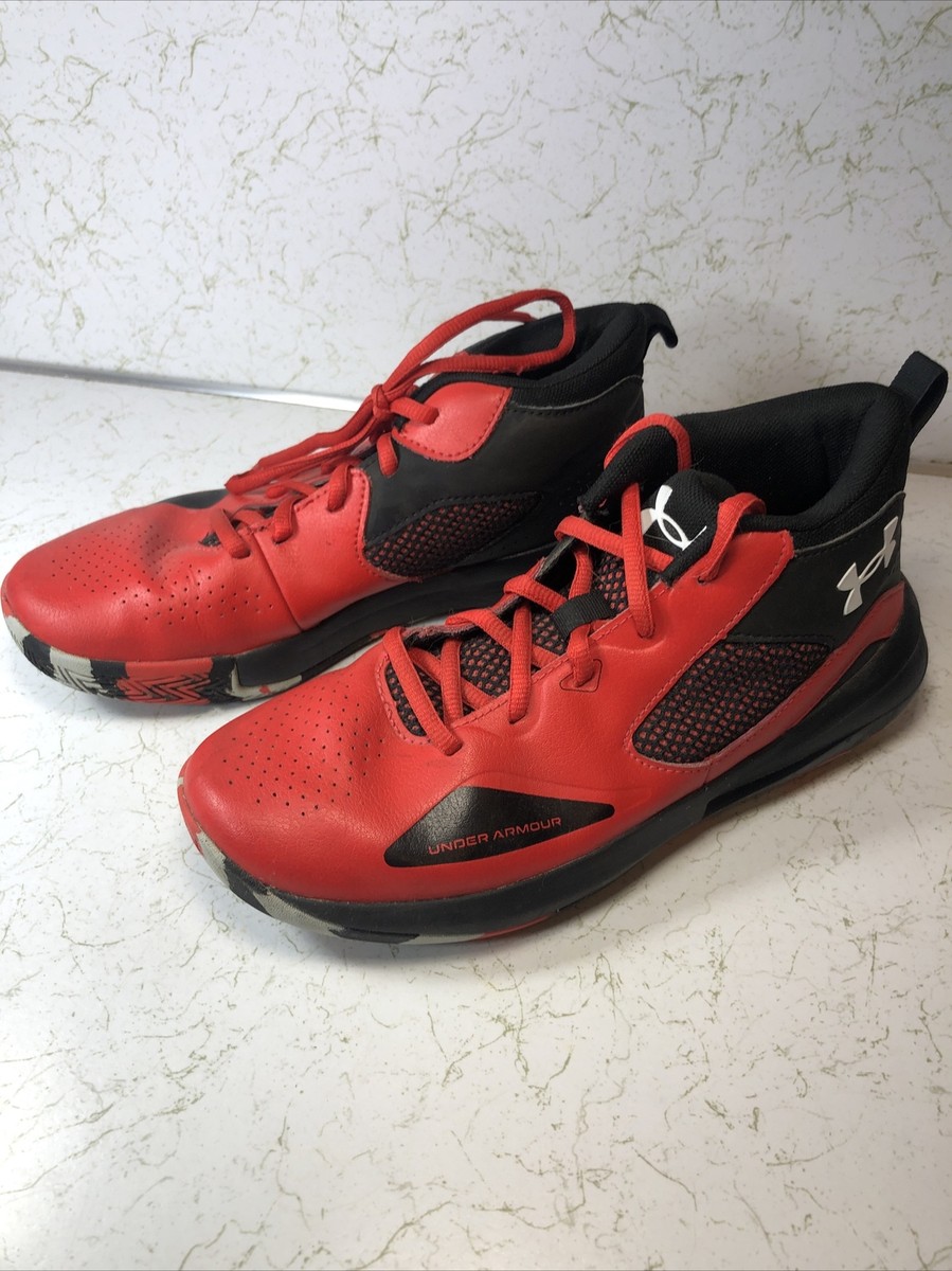 Under Armour Boys Lockdown 3023533-601 Red Basketball Shoes Sneakers Size 6Y