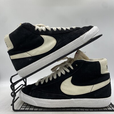 Nike Blazer Mid schwarz Wildleder weiß Turnschuhe Größe UK 6 Damen Fitnessstudio High Top Freizeit