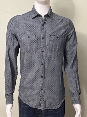 US POLO ASSN Shirt Slim Fit Blue Button Down Long Sleeve Pockets - Small