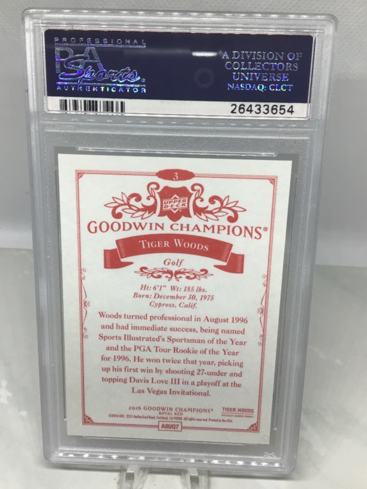 2016 Goodwin Royal Red #3 Tiger Woods PSA 8.5 (only 2 in all grades) view 2