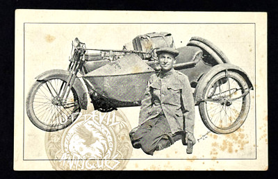 10s Richard E New LEGLESS motorcycle circus carnival sideshow postcard