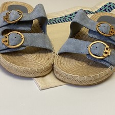New Tory Burch Selby Espadrille Slide Two Band Suede Sz 7