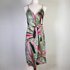 Jason Wu NWT Mini Sheath Dress Size 4 Linen Blend Green Pink Tropical MSRP $425