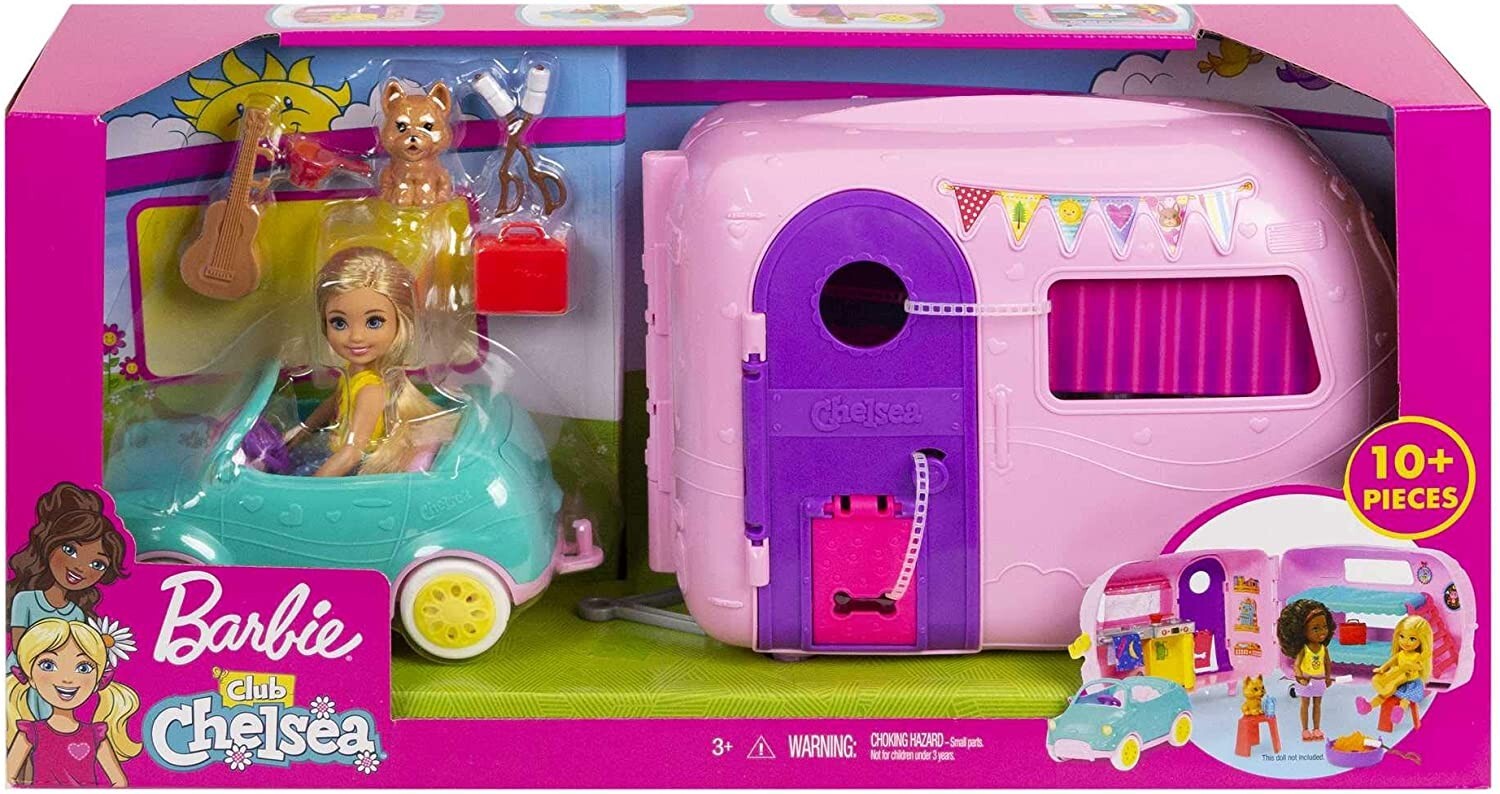 Barbie Club Chelsea Camper Playset with Doll, Puppy & Accessories FXG90