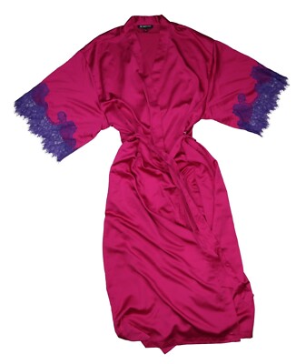INC International Concepts Lace Trim Belted Tie Waist Robe XL NWT Bright Berry