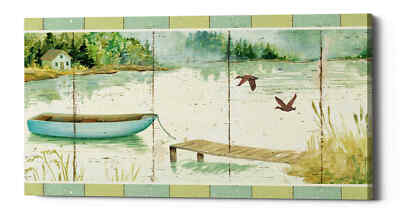 Epic Graffiti 'Lakeside Dock' by Daphne Brissonet, Giclee Canvas Wall Art