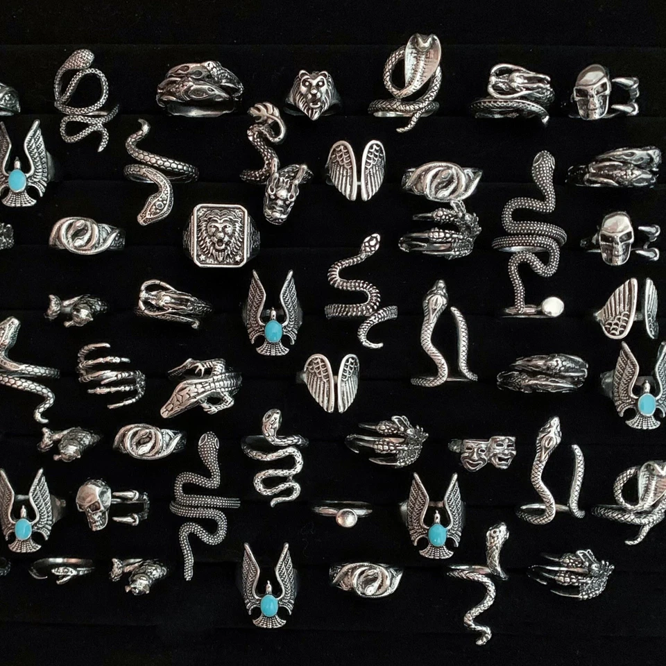 Lotes a Granel 30 Top Gótico Punk Vintage Anel Animal Cobra Moda Rock Presente Joias - Imagem 4 de 4