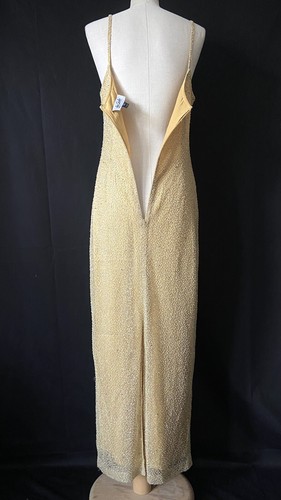 90s vintage gold embellished maxi dress by Gia Scala strappy evening party 10UK - Picture 4 of 9