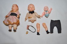 vintage 4" girl Celluloid doll and odd DOLL pieces rare REPAIR repurpose