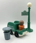 Vintage Fisher Price Little People Sesame Street  Oscar Trash Truck Light Pole