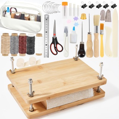 pamctry 50 Pcs Book Binding Kits for Beginners - Complete DIY brown, white 