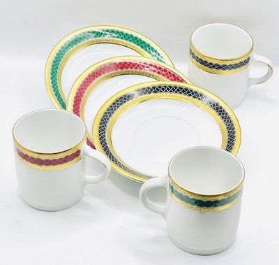 Tirschenreuth Bavaria 22K Gold Encrusted Demitasse Set - MCM German Porcelain