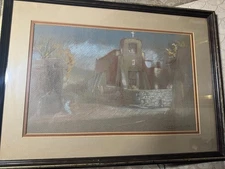 David Brankley? 1984 "A Church Scene" Pastel Painting - Signed And Framed