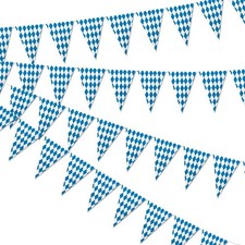 Oktoberfest Bavarian Check Flag, 131 Feet, 4 Packs, Blue & White, Blue,White
