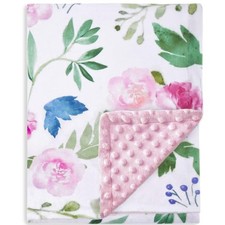 Baby Blanket for Girls Super Soft Double Layer Minky with Dotted Backing, Rec...