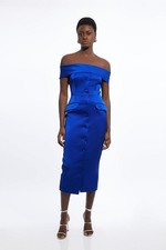 Karen Millen Bodycon Midi Dress UK8 in Blue RRP £229