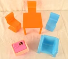 Barbie Vintage Dining Room Furniture Square Table 3 Chairs 1- Easy Chair & Desk