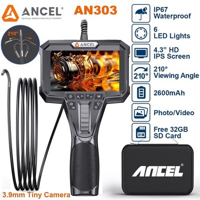 ANCEL AN303 210° Articulating Inspection Endoscope 1080P HD Borescope Camera